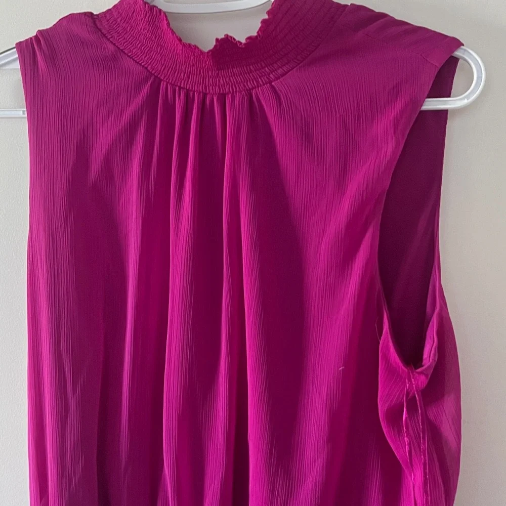 MSK I Holiday Party Ruffle Tierred Magenta Mock Dress Size L - Picture 2 of 3
